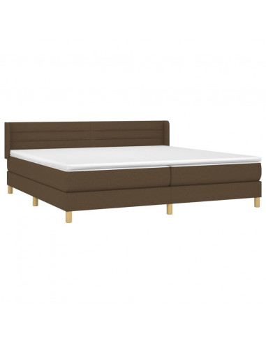 Giroletto a Molle con Materasso Marrone Scuro 200x200cm Tessuto