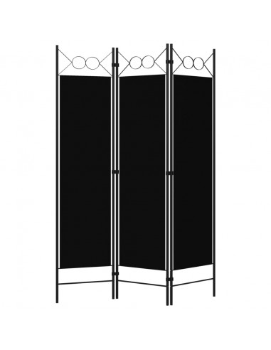 Paravento a 3 Pannelli Nero 120x180 cm
