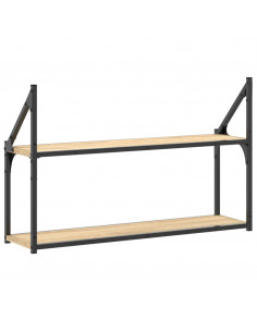 Scaffale Parete 2 Ripiani Rovere Sonoma 80x21x51 cm Multistrato