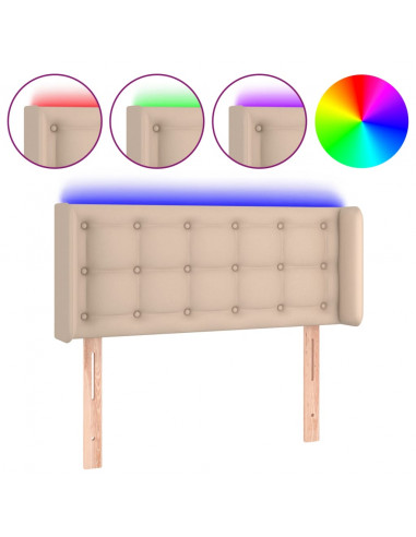 Testiera Cappuccino a LED 93x16x78/88 cm in Similpelle