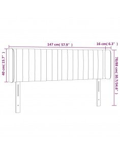 Testiera a LED Grigio Scuro 147x16x78/88 cm in Tessuto