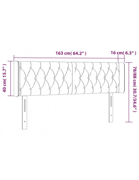 Testiera a LED Marrone Scuro 163x16x78/88 cm in Tessuto
