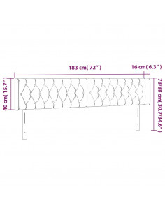 Testiera a LED Grigio Scuro 183x16x78/88 cm in Tessuto