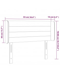 Testiera a LED Marrone Scuro 93x16x78/88 cm in Tessuto