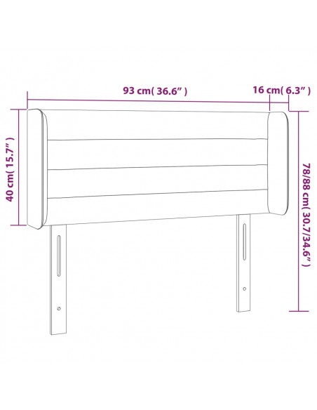 Testiera a LED Marrone Scuro 93x16x78/88 cm in Tessuto