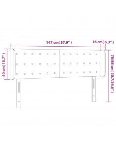 Testiera a LED Bianca 147x16x78/88 cm in Similpelle