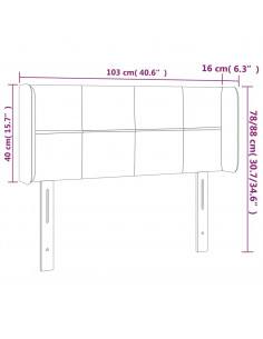 Testiera a LED Grigio Scuro 103x16x78/88 cm in Tessuto