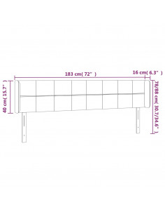 Testiera a LED Grigio Chiaro 183x16x78/88 cm in Tessuto