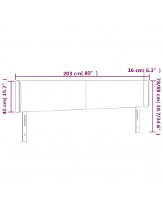Testiera a LED Grigio Scuro 203x16x78/88 cm in Tessuto