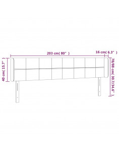 Testiera a LED Grigio Chiaro 203x16x78/88 cm in Tessuto