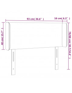 Testiera Grigio Chiaro a LED 93x16x78/88 cm in Tessuto
