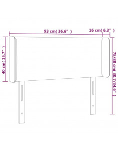 Testiera a LED Grigio Scuro 93x16x78/88 cm in Tessuto