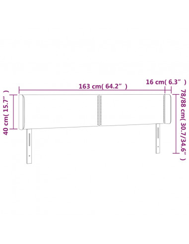Testiera a LED Grigio Scuro 163x16x78/88 cm in Tessuto