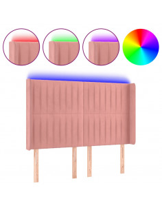 Testiera a LED rosa 147x16x118/128 cm in Velluto 2