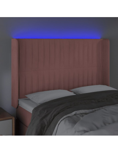 Testiera a LED rosa 147x16x118/128 cm in Velluto