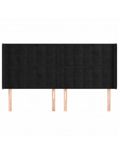 Testiera ad Orecchio Nera 163x16x118/128 cm in Velluto 2
