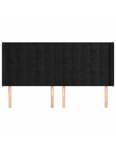 Testiera ad Orecchio Nera 163x16x118/128 cm in Velluto