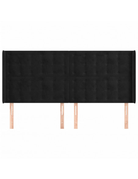 Testiera ad Orecchio Nera 163x16x118/128 cm in Velluto