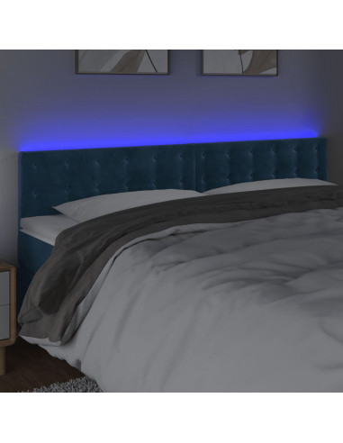 Testiera a LED Blu Scuro 200x5x78/88 cm in Velluto