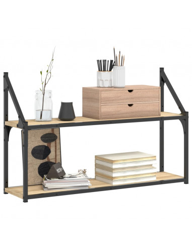 Scaffale Parete 2 Ripiani Rovere Sonoma 80x21x51 cm Multistrato