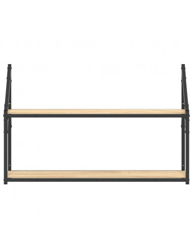 Scaffale Parete 2 Ripiani Rovere Sonoma 80x21x51 cm Multistrato