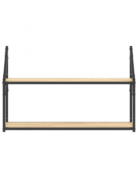 Scaffale Parete 2 Ripiani Rovere Sonoma 80x21x51 cm Multistrato