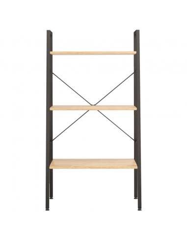 Scaffale Autoportante 3 Ripiani Marrone Chiaro Nero 56x35x108cm