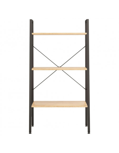 Scaffale Autoportante 3 Ripiani Marrone Chiaro Nero 56x35x108cm