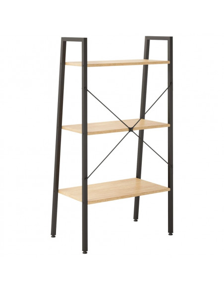 Scaffale Autoportante 3 Ripiani Marrone Chiaro Nero 56x35x108cm