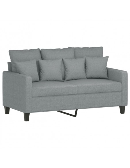 Set di Divani 2 pz con Cuscini Grigio Chiaro in Tessuto