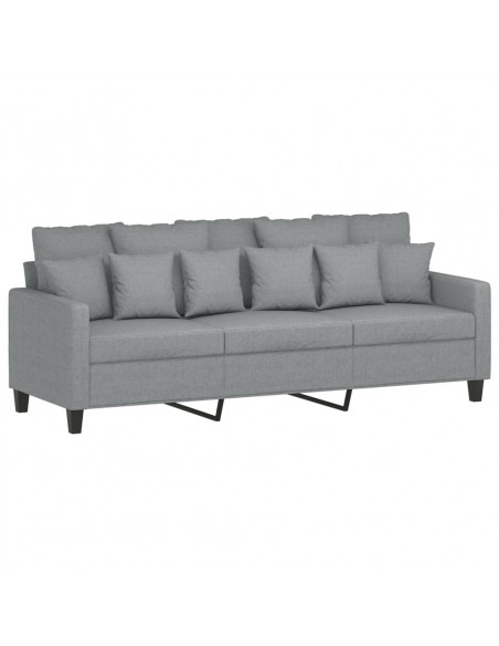 Set di Divani 3 pz con Cuscini Grigio Chiaro in Tessuto