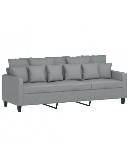 Set Divani 3 pz con Cuscini Grigio Chiaro in Tessuto
