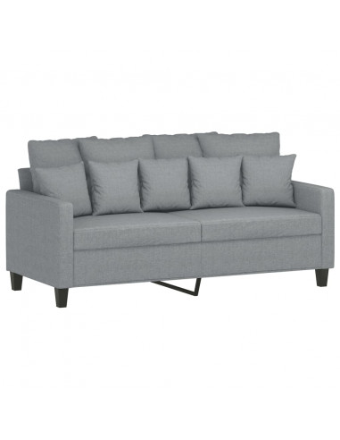 Set di Divani 3 pz con Cuscini Grigio Chiaro in Tessuto