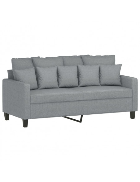 Set di Divani 3 pz con Cuscini Grigio Chiaro in Tessuto