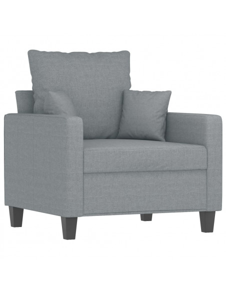 Set Divani 4 pz con Cuscini Grigio Chiaro in Tessuto