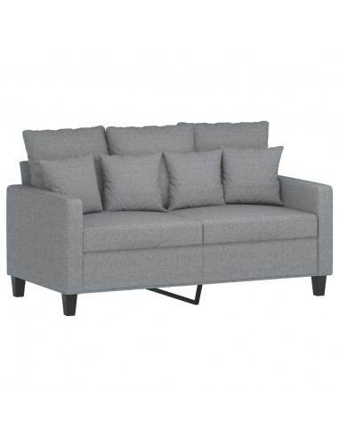 Set Divani 4 pz con Cuscini Grigio Chiaro in Tessuto