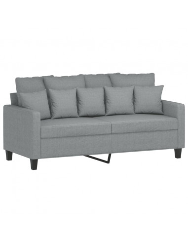 Set di Divani 2 pz con Cuscini Grigio Chiaro in Tessuto