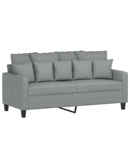 Set di Divani 2 pz con Cuscini Grigio Chiaro in Tessuto
