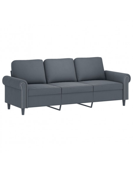 Set di Divani 3 pz con Cuscini Grigio Scuro in Velluto