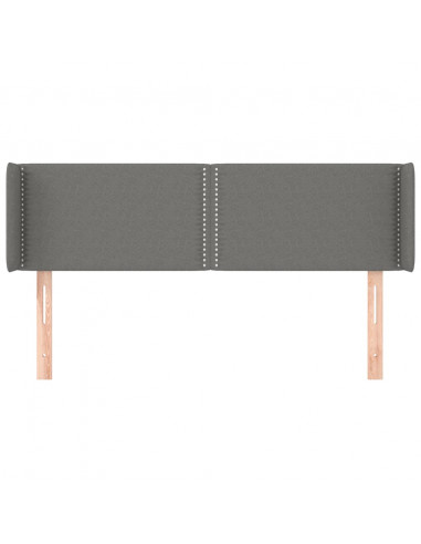 Testiera ad Orecchio Grigio Scuro 147x16x78/88 cm in Tessuto