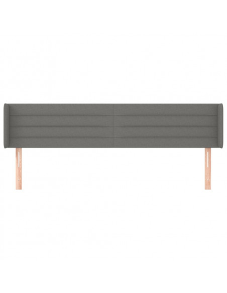 Testiera ad Orecchio Grigio Scuro 183x16x78/88 cm in Tessuto