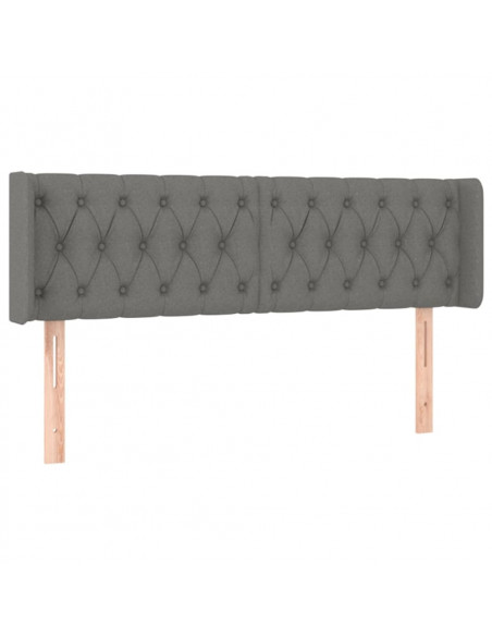 Testiera ad Orecchio Grigio Scuro 147x16x78/88 cm in Tessuto