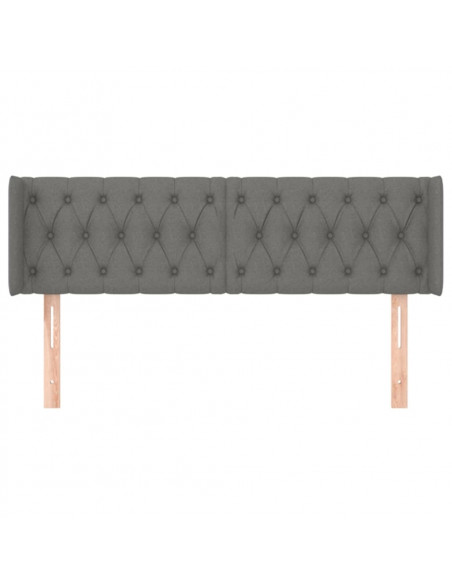 Testiera ad Orecchio Grigio Scuro 147x16x78/88 cm in Tessuto