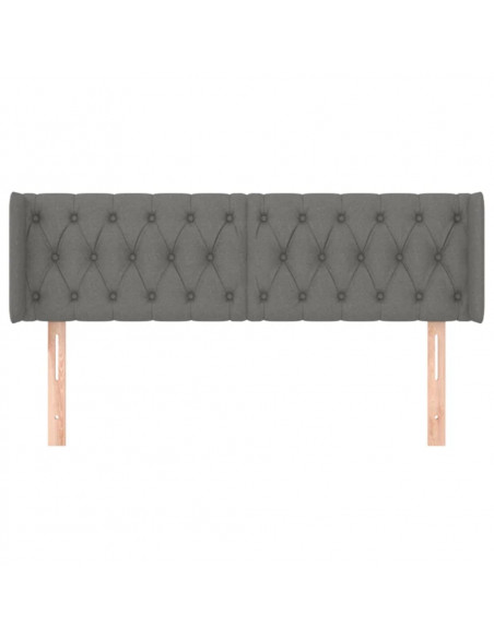Testiera ad Orecchio Grigio Scuro 163x16x78/88 cm in Tessuto