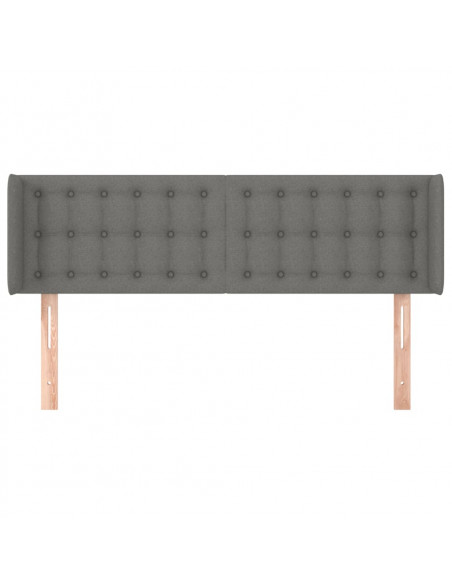 Testiera ad Orecchio Grigio Scuro 147x16x78/88 cm in Tessuto