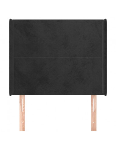 Testiera ad Orecchio Nera 93x16x118/128 cm in Velluto