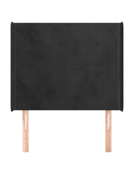 Testiera ad Orecchio Nera 93x16x118/128 cm in Velluto