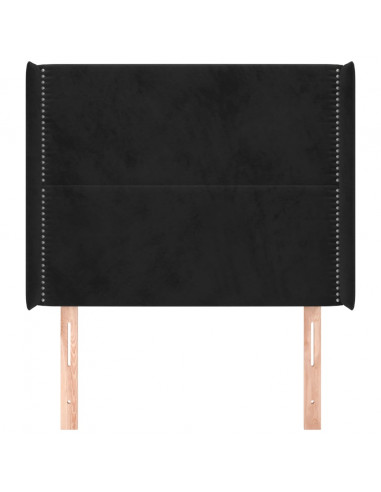 Testiera ad Orecchio Nera 103x16x118/128 cm in Velluto