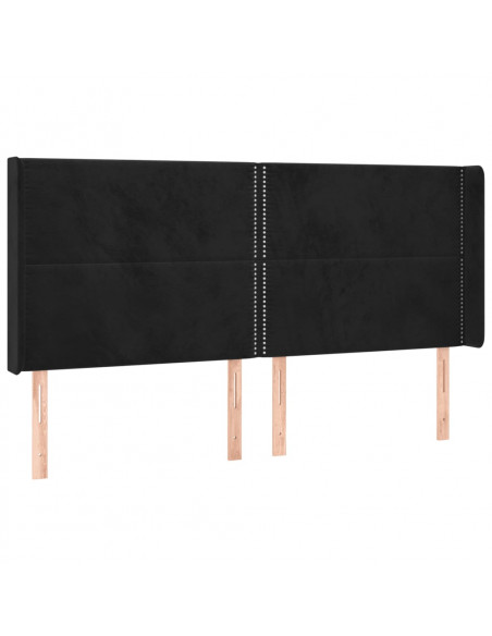 Testiera ad Orecchio Nera 203x16x118/128 cm in Velluto