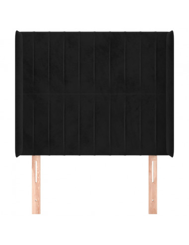 Testiera ad Orecchio Nera 93x16x118/128 cm in Velluto